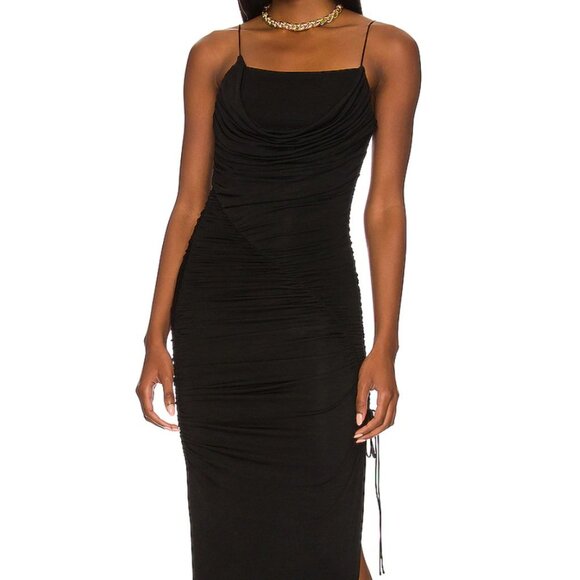 ALICE + OLIVIA Ruched Cutout Maxi Dress Black NWT Size 4 - Picture 8 of 11